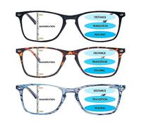 ZONLON 3 Pack Progressive Multifocal Reading Glasses Women Men, Blue Light Blocking Computer Readers with Spring Hinges (3 Multicolor, 1.00, multiplier_x)