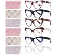 ZONLON 6 Pack Fashion Cat Eye Reading Glasses for Women Blue Light Blocking Oversized Spring Hinges Computer Readers