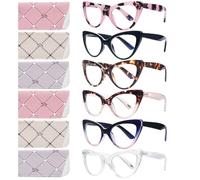 ZONLON 6 Pack Fashion Cat Eye Reading Glasses for Women Blue Light Blocking Oversized Spring Hinges Computer Readers (6 Mix, 2, Dioptres)