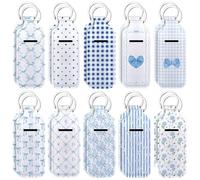zonmaxmizky 20pcs Preppy Bow Chapstick Holder Key Chain Blue Lip Gloss Keychain Galentines Day Gifts for Valentine'S Day Team Gifts