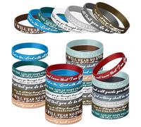 zonmaxmizky 24 Pieces Bible Verse Bracelets Scripture Bracelets Christian Bracelet Silicone Wristbands Inspirational Motivational Quote Rubber Wristbands for Easter Carnival Party Favors