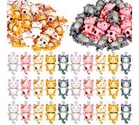 zonmaxmizky 80 Pieces Cat Charms Pendant Naughty Kitty Charm Resin Cat Pendant Charms Mixed Color Cute Animal Bracelets Necklaces Earrings Mobile Phone Case Decor Keychains Accessories
