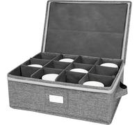 zonmaxmizky China Storage Containers Platter Storage Case China Storage Container Stackable China Boxes with Carry Handles, Moving Boxes for Dishes, Cups, Mugs and Stemware