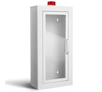 Zonon 1 Pcs Fire Extinguisher Cabinet Wall & Surface Mount with Alarm, 27-3/8" H x 13-7/8" W x 7-1/4" D Steel Wall Fire Extinguisher Box Case for 10 lb Dry Chemical Extinguishers Indoor Outdoor(White)