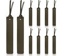 Zonon 10 Pieces Leather Bookmarks Handmade Genuine Leather Page Markers Personalized Bookmarks for Book Reading Bookworm Book Lovers Readers Writers Accessories(Khaki)