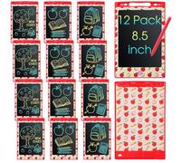 Zonon 12 Pack Back to School LCD Writing Tablet for Kids Bulk 8.5 Inch Reusable Doodle Board Erasable Drawing Pads with Apple and Pencil Pattern Educational Gifts for Party Favors