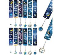 Zonon 12 Pcs Space Bookmarks with Metal Charms Cat Moon Star Celestial Bookmarks for Children Inspirational Quotes Gift for Girls Boys Kids School Prize Reading Lovers Present(Novelty Style)