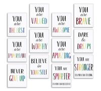 Zonon 12 Pieces Inspirational Print Wall Poster Motivational Quote Watercolor Words Posters Aesthetic Poster Unframed Canvas Saying Painting Posters for Kids Room Modern Decoration (8 x 10 Inches)