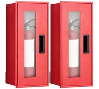 Zonon 2 Pcs 5lb Fire Extinguisher Cabinet Wall & Surface Mount 18.9" H x 7.9" W x 6.7" D Red Steel Fire Extinguisher Box Case Holder with Handle for Indoor Outdoor