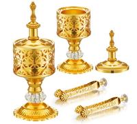 Zonon 2 Sets Incense Burner Holder, Frankincense Charcoal Incense Resin Stand, Home Christian Church Censer, Ideal for Aromatherapy Yoga Spa, Gold