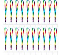 Zonon 20 Pack Rainbow LGBTQ Lanyard with Card Holder Set Includes Colourful Lanyard Neck Strap and Transparent Badge Holder for Keys ID Card Name Tag Ticket