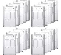 Zonon 20 Pcs Hard Plastic 2 Card Holder Clear Hard Plastic Case Protector Heavy Duty Waterproof Transparent ID Badge Holders with Thumb Slot for Office School IDs Credit Cards(Vertical)