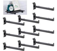 Zonon 24 Pcs 12 Inch Slatwall Shelf Bracket Heavy Duty Slatwall Hooks Hangers Display Hooks Slatwall Accessories for Panel Retail Shop Garage Room Storage Organizer Exhibition (Black), JAX-ZONON-797