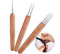 Zonon 3 Pieces 0.75 mm Dreadlock Crochet Hook Bamboo Dreadlocks Needle Weaving Crochet, Include 1 Hook, 2 Hooks, 3 Hooks for Dreadlock Supplies