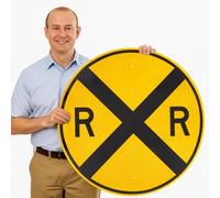 Zonon 30" Railroad Crossing Sign, Heavy-duty Aluminum Road Sign with High Intensity Grade Reflective Film, Night Visibility Rust & Weather-resistant Rail Road Round Symbol for Wall Decor Outdoor Use