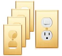 Zonon 4 Pack Gold Outlet Covers 4.50" x 2.76" Duplex Outlet Cover Brass Metal Brushed Decorative Gold Receptacle Wallplate Corrosion Resistant, Standard Size, Brushed Brass