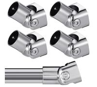Zonon 4 Pack Shower Curtain Rod Single Swivel Flange Curtain Rod Bracket Brushed Nickel Finish 180 Degree for Angled/ Sloped Ceiling or Wall Fits 1" Outer Diameter Shower Rods