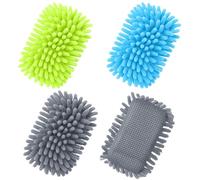 Zonon 4 Pieces Dry Erase Eraser Microfiber Shag Washable Whiteboard Eraser for Markers, Chalk, Classroom, Home and Office(Blue,Green,Gray)