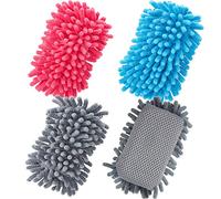 Zonon 4 Pieces Dry Erase Eraser Microfiber Shag Washable Whiteboard Eraser for Markers, Chalk, Classroom, Home and Office(Gray, Blue and Pink)