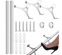 Zonon 6 ft Bar Foot Rail Kit Silver Undercounter Mount Hardware and Tubing Complete Kit Foot Railing for Bar Dome End Cap Stainless Steel Silver Finish for Kitchen Island Indoor Outdoor