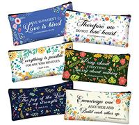 Zonon 6 Pack Bible Verse Pencil Pouch Faith, 7.7 x 4 Inch, Novel Style