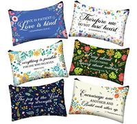 Zonon 6 Pack Bible Verse Pencil Pouch Faith, 8.7 x 5.5 Inch, Novel Style
