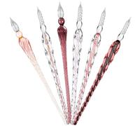 Zonon 6 Pcs Handmade Glass Dip Pen Crystal Glass Signature Pen Calligraphy Dip Ink Borosilicate Present for Writing Drawing Signatures (Pink Color,Classic Style)