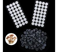 Zonon 64 Pcs Synthetic Filter Paper Stickers 0. 3 Um Filter Disc Mushroom and 100 Pieces Pressure Resistance Vial Rubber Stopper Injection Ports for Mushroom Cultivation(7.6mm Diameter)