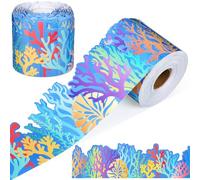 Zonon 65 Feet Ocean Coral Reef Bulletin Board Border Decorative Classroom Decoration Paper Border Trim Rolled for Back to School Wall Chalkboard Decor