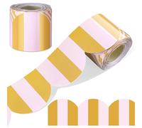 Zonon 65 ft Stripe Bulletin Board Borders Retro Yellow Scalloped Bulletin Board Borders for Classroom Back to School Whiteboard Walls Desks Windows Decor