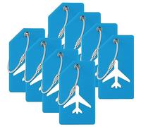 Zonon 8 Pack Silicone Luggage Tags for Travel Suitcases Luggage Name Tags Includes Name Cards with Partial Privacy Cover and Stainless Steel Loops for Backpacks Suitcase Bags, Sky Blue, 3.6*2*0.2