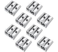 Zonon 8 Pieces Metal Pencil Sharpener Double Hole Handheld Crayon Colored Graphite Pencil Sharpeners Pocket Size Aluminum Alloy for School, Offices, Homes, Art Projects, Stationery Supplies