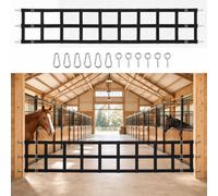 Zonon 8' x 20'' Polyester Stall Guards for Horses with Adjustable Straps and Hardware, Black Stall Gate with 6 Nails and 6 Hooks for Stables, Barns, Breeding Farms, Fences to Keep Horse Securely