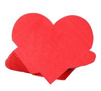 Zonon 80 Pack Valentine's Day Hearts Paper Napkins Folded Heart Shaped Disposable Cocktail Napkins for Wedding, Birthday, Dinner, Lunch(Solid Red Style)