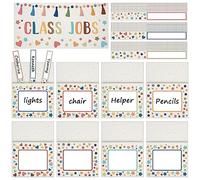 Zonon Class Jobs Bulletin Board Colorful Class Jobs Pocket Chart Set Teacher's Helper Chalkboard Decor Classroom Bulletin Board Decoration for Back to School (Welcome Style)