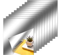 Zonon Flexible Mirror Sheets Self Adhesive Non Glass Mirror Tiles Stickers for Home Wall Decor(10 Pieces,10 x 12 Inches)