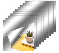 Zonon Flexible Mirror Sheets Self Adhesive Non Glass Mirror Tiles Stickers for Home Wall Decor(10 Pieces,10 x 10 Inches)