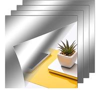 Zonon Flexible Mirror Sheets Self Adhesive Non Glass Mirror Tiles Stickers for Home Wall Decor(4 Pieces,12 x 12 Inches)