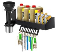 Zonon Oil Bottle Holder Oil Bottle Storage Tool Rack with Funnel Holder Organizer Wall Mount for Shed Garage, Pegboard, Workshop, Home, Enclosed Race Trailer Shop, Fit Most of Storage Tool