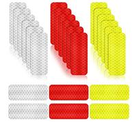 Zonon Warning Reflective Stickers Safety Night Visibility Adhesive Stickers Waterproof Reflective Tape Decal for Vehicle Motorcycle Bicycle, 1.18 x 3.25 Inch(24 Pieces)