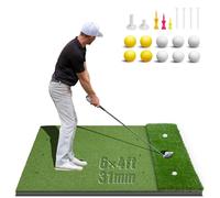 Zonop Golf Mat: 6x4ft 31mm Thickened Dual Turf Golf Hitting Mats Practice Indoor/Outdoor, Elite Dense Turf Mat with 10 Balls & 9 Tees, for Driving Chipping Training Swing in Backyard/Simulators/Garage