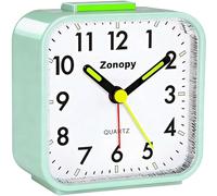 Zonopy Alarm Clock, Silent Analog Alarm Clock with Night Light, Battery Operated, Loud Alarm, Snooze, Bright Screen, Portable Design, Back to School Gfits