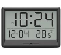 Zonopy Digital Wall Clock Battery Operated, 20cm Small Wall Clock with Large Display, Temperature and Date | Simple Desk Clock | Silent Wall Mount Digital Clock for Bedroom, Kitchen, Living Room