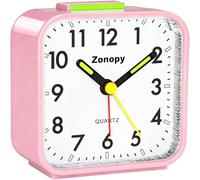 Zonopy Silent Analog Alarm Clock with Night Light, Battery Operated, Loud Alarm, Snooze, Bright Screen, Portable Design, Back to School Gfits