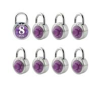 ZonRo Locker Locks 3 Digit Code Standard Dial Combination Padlock Purple Turnplate 2 inch Wide Pack of 8, Small Travel Luggage for Case Lock Keyless Shackle Lock for Backpack Gym School Locker