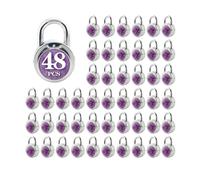 ZonRo Standard Dial Combination Lock, 2 inches Wide,3 Digit Code Purple Turnplate Pack of 48 with Different Combinations Locks for School Employee Case Toolbox Gym Sports Locker