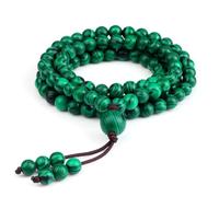 ZONSHJDKR 6mm Natural Malachite Stone Beaded 108 Women Green Color Pendant Necklace Men Bangle