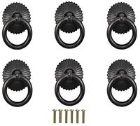 ZONSHJDKR Antique Brass Pulls, Drop Ring Handles 30mm Antique Brass Pulls for Cabinets Drawers Furniture Pack of 6 Multicolor(Black)