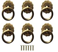 ZONSHJDKR Antique Brass Pulls, Drop Ring Handles 30mm Antique Brass Pulls for Cabinets Drawers Furniture Pack of 6 Multicolor(Antique Bronze 1)