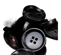 ZONSHJDKR Buttons for Clothes 6pcs Spring Summer Suit Buttons Horn Square Hole Dark Brown Shiny Matte Jacket Coat Sewing Accessories Overcoat Knitting(Shiny Black,17.5mm (6pcs))